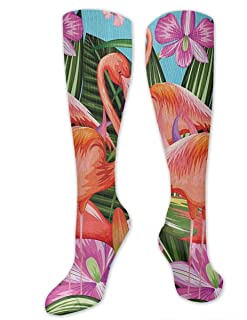  Ilustracin de flamingo calcetines de mujer y hombre de vestir calcetines de longitud 19.7in/ancho 3.4in material de polister rodilla alta calcetines de nias medias medias de personalidad calcetines