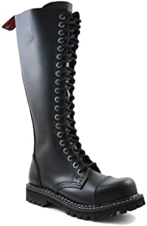 Angry itch - 20-agujeros botas goticas punk de cuero nero con ziper - numros 36-48 - 36-48 - hecho in eu!