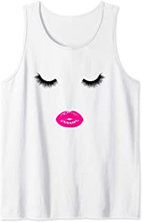 Pestaas labios mujer maquillaje cara camiseta sin mangas