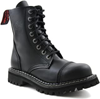  Angry itch - 8-agujeros botas goticas punk de cuero nero - tamao 36-48 - made in eu!