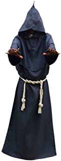  Karrychen unisex halloween robe hooded cloak costume cosplay monk suit adult role-playing decoration clothing- gray#l