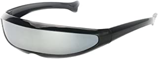  Ipotch futurista cyberpunk gafas de sol plata espejo mono lente visor - negro marco plata mirrored