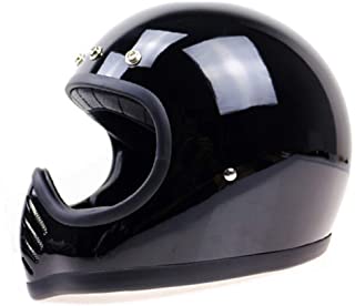  Casco de moto retro hecho a mano estilo retro nostlgico casco integral-black-l(59-60cm)