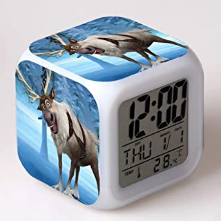  Dormitorio reloj despertador for los ni�os animado reloj despertador de noche con luz de noche de 7 colores