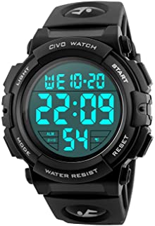  Relojes de pulsera digitales deportivos militares con grandes n�meros a prueba de agua hasta 50m reloj negro de pulsera casual para hombres de goma