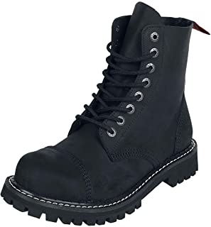  Angry itch - 8-agujeros botas goticas punk de cuero negro - n�mero 36-48 - hecho in eu!