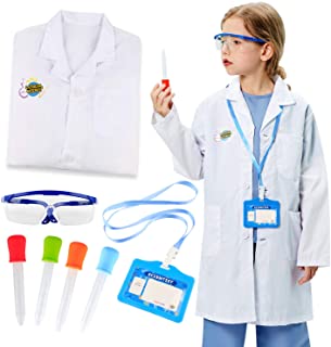  Tacobear bata de laboratorio ni�o con goggles gafas pipetas cuentagotas personalizado id card juegos experimentos disfraz de cient�fico juego de rol para ni�os
