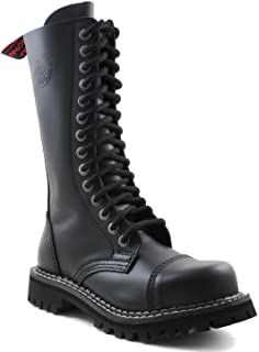  Angry itch - 14-agujeros botas goticas punk de cuero nero con ziper - num�ros 36-48 - hecho in eu!
